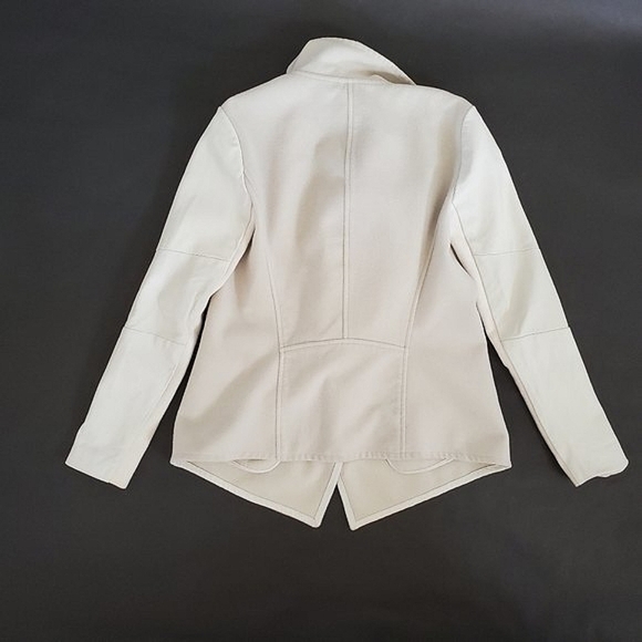 Vince Ivory White Leather Trim Wool Blend Drape Open Front Jacket - Picture 5 of 12